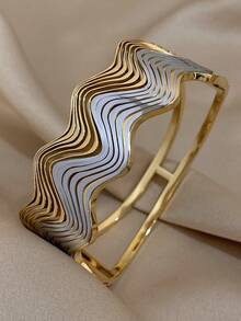 1 Pc Luxury Ancient Greek Bangle Bracelets For Women Teen Girls Stylish Stackable Stainless Steel Cuff Bracelet Daily Party Jewelry Christmas Gifts - Multicolor - View 6