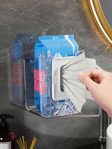 1 Cái/Hộp Đựng Khăn Giấy, Hộp Đựng Khăn Giấy Chất Liệu PET Treo Tường Cho Phòng Khách, Nhà Bếp, Phòng Tắm Và Phòng Ngủ, Thiết Kế Trong Suốt Cao Cấp Không Cần Khoan - Nhiều màu - Xem 5