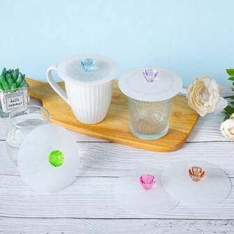 6 ชิ้น/2 ชิ้นชุดฝาครอบแก้วสร้างสรรค์ป้องกันฝุ่น, ซีลสุญญากาศ, ฝาปิดถ้วยร้อนซิลิโคน