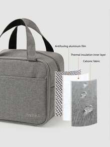 1 pieza Bolsa de almuerzo aislada - Solución de almacenamiento portátil, elegante y conveniente para la escuela, el trabajo y los viajes. Bolsas organizadoras escolares, bolsas de almacenamiento para maestros, bolsas para el salón de clases, bolsas organizadoras para el salón de clases, bolsa escolar, bolsa de almuerzo tipo tote, caja refrigeradora, bolsa de almacenamiento, almuerzo lindo para mujer, bolsa Tiffin pequeña - Gris - Ver 6