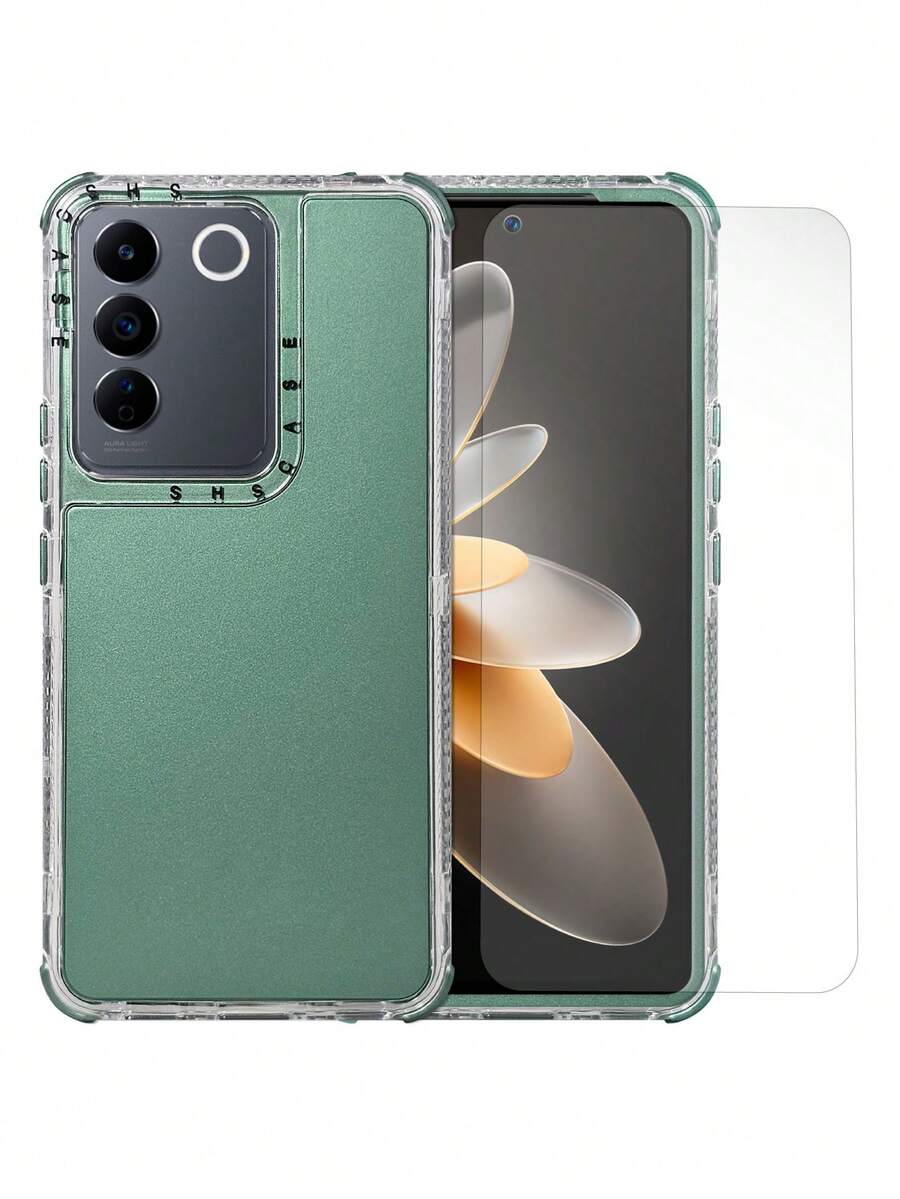 Funda 360 3 En 1 Uso Rudo Metal Para Vivo V25e Rainbow + Mica Hidrogel - Verde - Ver 1