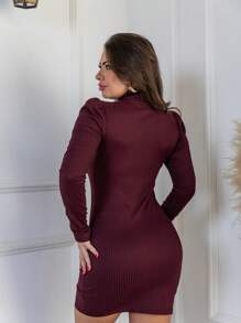 Women Dresses - 酒紅色 - 查看 3