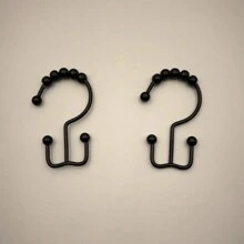 2pcs/12pcs Shower Curtain Rings, Double Hooks, Rust-Resistant Metal Double-Sided Shower Hooks, Bathroom Curtain Hooks, Silver/Black Home Bathroom Decor Fall Decor Bathroom Accessories - Multicolor - View 15