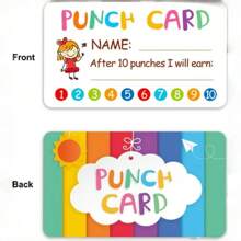 Punch Card, 20pcs Reward Incentive Card For Teacher, Behavior Chart For Homeschool Classroom Supplies For Motivation, Multi-Color Letter & Figure Graphic Card, Cute Multi-Purpose Incentive Card For Students Education - 20 Pieces/set - View 7