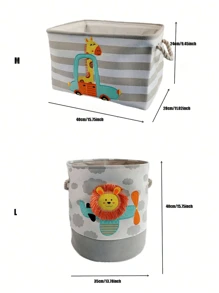 1pc Cartoon Fabric Storage Bin Linen Laundry Basket Household Foldable Portable Organizer Box Halloween Decor, Room Decor, Christmas Decorations, Halloween, Halloween Decorations, Christmas, Halloween Decor, Christmas Decor, Fall Decor, Christmas Decor, Storage, Organizer - Multicolor - View 2
