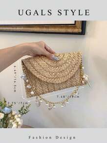 Bolso de compras de estilo ocioso, bolso con solapa tejida estilo bohemio con diseños de isla, bolso de playa de paja, bolso de embrague de noche de ratán para mujer, bolso de sobre de novia y fiesta, bolsa tote, bolso perfecto para fiesta, boda, baile de graduación, vestidos de baile de graduación, bolso de playa, perfecto para verano, vacaciones y uso diario, artículos de viaje imprescindibles