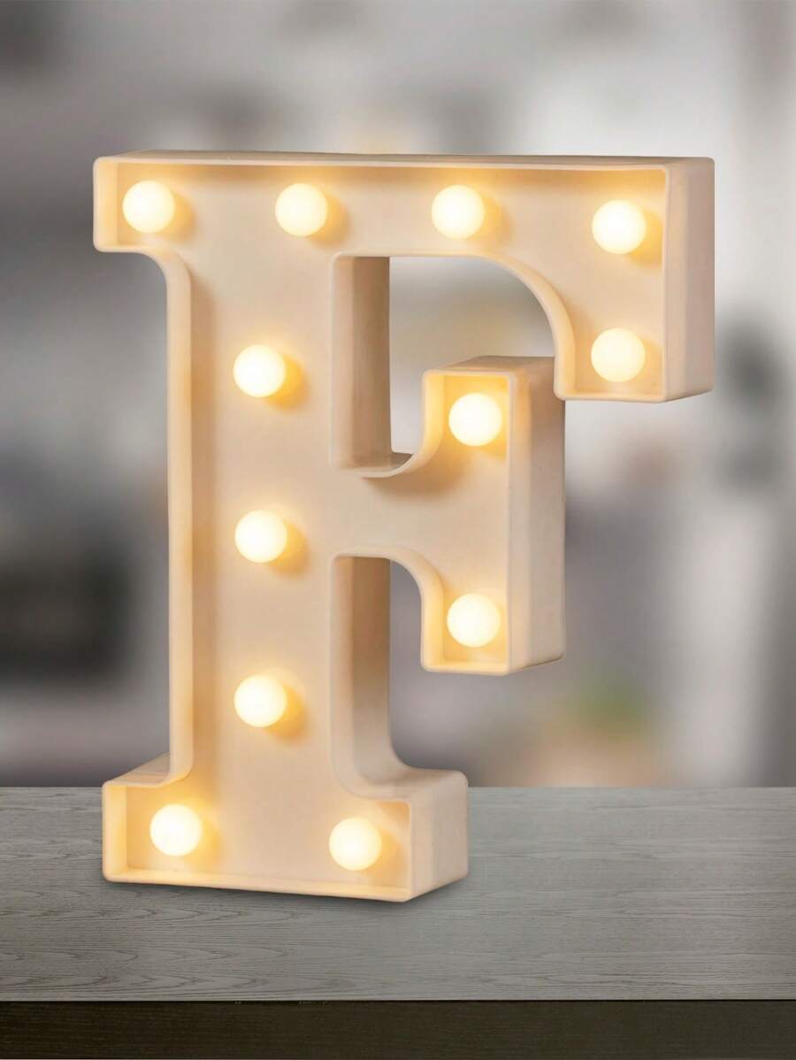 Decorative Letters With Bluelander LED Lights (AA Batteries Included) - F - 查看 1