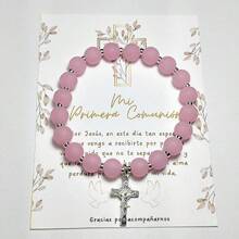Recuerdo de primera comunion 10 piezas de pulseras sencillas Diy - Rosa - Ver 3