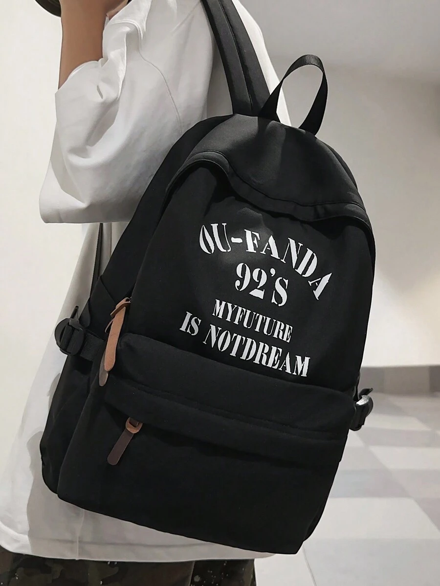 Minimalist Large Capacity Letter Printed Backpack, Back To School Supplies, School Supplies, School Backpack, School Bag, Backpack For School, Back To School Backpack, School Bookbag, Big Backpack, Backpack School, Back To School Bags, Lightweight, Portable, Classic Casual, Suitable For Teen Girls Women College Students, Rookies & White-Collar Workers, Perfect For Back To School, First Day Of School, Middle School, High School