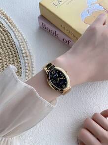 1 件经典椭圆形时尚不锈钢表带石英腕表，适合日常装饰、商务/工作/休闲/派对