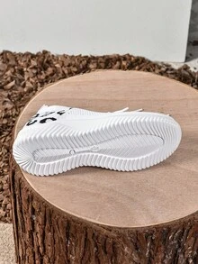 Leopard Print Women's Sneakers, Fashionable Work Shoes With Soft Soles For Moms, Elderly, Breathable Mesh Casual Shoes, Lightweight And Versatile Knitted Running Shoes - White - View 3