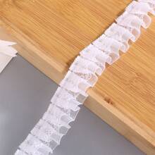 5m Colored Double Layer Pleated Lace Chiffon Lace Trim, 2.5cm Wide Clothing Accessory For DIY, Curtains, Skirts, Etc.