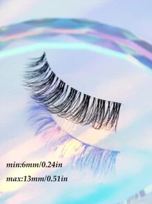 7pairs Transparent Stem Cross Type 3D Curling Lengthening False Eyelashes, 6-13mm Strip Lashes, Lashes, Eyelashes, Fake Lashes - Black - View 7