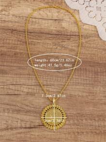 1pc Vintage Napoleon Coin Pattern Big Circular Pendant Necklace, Bridal Wedding Party Holiday Gift Neck Ornament - Necklace - View 6