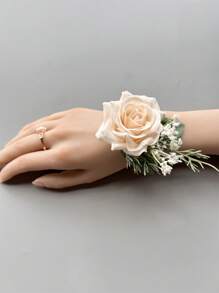 6件組新娘手腕花飾，女士手持人造玫瑰花，婚禮花卉，派對裝飾 - 手腕花 - 查看 7