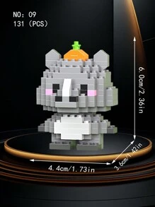 1pc Small Particle Forest Animal Series Building Blocks Toy, Micro Creative Cartoon Animal Model Assembly Toy, Includes Lion, Goat, Chicken, Elephant, Hamster, Penguin, Horse, Crocodile, Rhinoceros, Deer, Bear, Tiger And 12 Styles. Cute Mini Decorative Item, Suitable For Home, Party, Office Decor. Best Birthday Holiday Gift For Friends, Room Decoration. - Multicolor - View 15