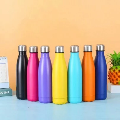 Tazza termica isolata in acciaio inossidabile con forma di bottiglia di cola da 500 ml, grande capacità, bottiglia d'acqua sportiva estiva creativa, adatta per uso esterno