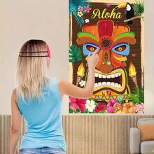 Suministros para fiesta de verano en Hawái, Juego "Pin the Sun on the Tiki", Juegos de fiesta hawaiana, Póster grande con 24 pegatinas de sol para juego de playa en fiesta hawaiana. - Multicolor - Ver 5