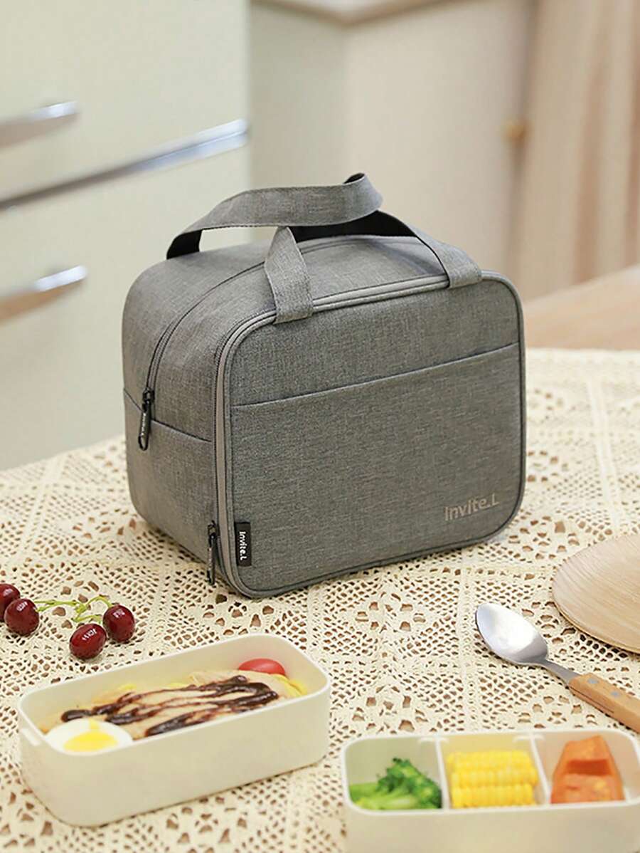 1 pieza Bolsa de almuerzo aislada - Solución de almacenamiento portátil, elegante y conveniente para la escuela, el trabajo y los viajes. Bolsas organizadoras escolares, bolsas de almacenamiento para maestros, bolsas para el salón de clases, bolsas organizadoras para el salón de clases, bolsa escolar, bolsa de almuerzo tipo tote, caja refrigeradora, bolsa de almacenamiento, almuerzo lindo para mujer, bolsa Tiffin pequeña - Gris - Ver 1