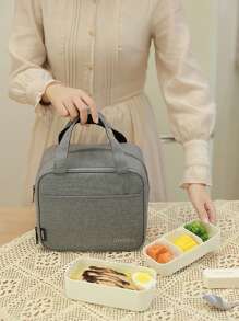 1 pieza Bolsa de almuerzo aislada - Solución de almacenamiento portátil, elegante y conveniente para la escuela, el trabajo y los viajes. Bolsas organizadoras escolares, bolsas de almacenamiento para maestros, bolsas para el salón de clases, bolsas organizadoras para el salón de clases, bolsa escolar, bolsa de almuerzo tipo tote, caja refrigeradora, bolsa de almacenamiento, almuerzo lindo para mujer, bolsa Tiffin pequeña - Gris - Ver 5