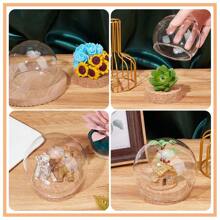 2 Sets Round Glass Display Dome Mini Glass Cloche Dome Clear Glass Plant Terrarium Decor With Cork Base 3.94" In Diameter Jar Cloche For Flower Aquarium Christmas Party Office Home Decor