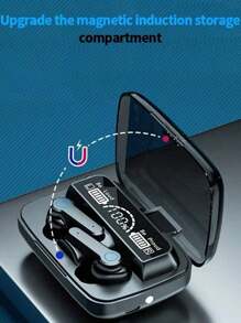 升級版M19無線入耳式耳機，帶LED顯示屏，運動跑步HiFi立體聲耳塞帶麥克風，與藍牙兼容 - 黑色 - 查看 5