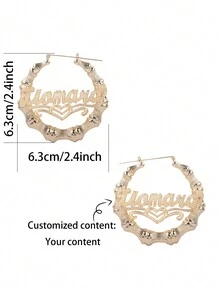 Customized 1 Pair European And American Hip-Hop Style Exaggerated Round Bamboo Joint Creative Water Ripple Texture Car Flower Earrings - Gold - View 7