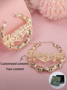 Customized 1 Pair European And American Hip-Hop Style Exaggerated Round Bamboo Joint Creative Water Ripple Texture Car Flower Earrings - Gold - View 2