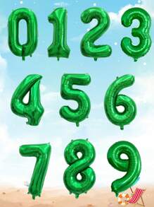 1pc 32 Inch PE Balloon, Green Number Design Decorative Balloon For Party, Back To School Valentine Day - Green - View 1