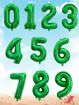 1pc 32 Inch PE Balloon, Green Number Design Decorative Balloon For Party, Back To School Valentine Day