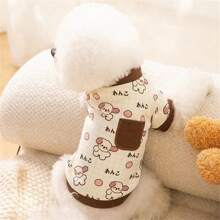 1 pezzo Felpa con cappuccio alla moda per animali Domestici Terrier con graziose fantasie a disegni animati, tasche a costine e maniche a due toni