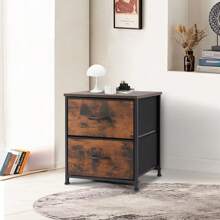 Sweetcrispy Nightstand Set Of 2, End Tables With 2 Storage Drawers Bedside Furniture Kids Night Stand With Fabric Bins, Wooden Top Small Dresser For Bedroom Closet