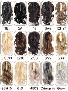 Elegant Claw Clip Ponytail - Short Curly Wavy Look, Synthetic Hair Extensions For Daily Chic, Easy-To Attach Hair Accessory For AlI Occasions - Brown - View 3