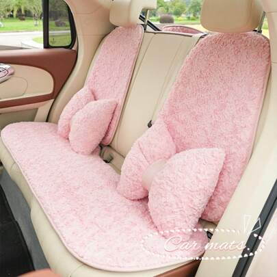 Easypie Selection 2024 New Pink Rose Brushed Women's Car Seat Cushion Five-Seat Seat Cushion Set Small Fresh Decorative Summer Seat Cushion