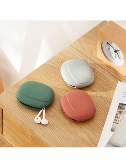1Pc Silicone Headphone Organizer - Data Cable Storage Case - Mini Key Box - Lipstick Mini Storage Bag