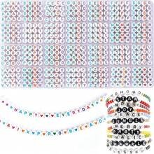 1400 hạt chữ cái, Bộ hạt chữ cái tròn Acrylic 4x7mm, Hạt chữ cái A-Z và hạt trái tim cười nhiều màu sắc cho vòng tay, vòng cổ, móc chìa khóa trang sức tự làm, Hạt chữ cái, 28 kiểu vòng tay tình bạn, Hạt chữ cái các loại, Bộ làm đồ trang sức hạt Preppy có hộp đựng hạt làm quà tặng cho bé gái tuổi teen - 1400 hạt chữ cái - Xem 14