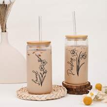 个性化冰咖啡杯，带盖吸管玻璃罐汽水杯，伴娘礼物，定制求婚礼物，定制圣诞装饰品，趣味秘密圣诞老人礼物，秘密圣诞老人礼物，送给女性的圣诞礼物，精美圣诞礼物，送给女朋友的圣诞礼物，家庭圣诞礼物，圣诞礼物，个性化生日花保温杯，定制生日花咖啡杯（可印名字），送给她的礼物，节日日历 - 玻璃吸管杯600ML/20OZ - 查看 6