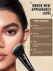 1 Pc Contour Brush, Premium Contour Blush Bronzer Face Makeup Brush, Perfect For Cheek Forehead Jaw Nose Blending Deepening Contouring Polishing, Suitable For Powder Liquid Cream Angled Contour&1pcsMakeup Brush Cleaning Bowl - Black - View 6