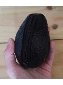 Monedero Aguacate elote bolillo pastelito Mexicano paleta payaso chocolate fresa Silicona con Cierre Bread Coin Purse Cartera - Negro - Ver 3