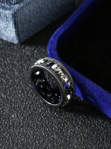 1pc Men's Fashionable Retro Punk Skull Ring, Suitable For Weddings, Engagements, Parties, And Gift Giving - Black - View 4