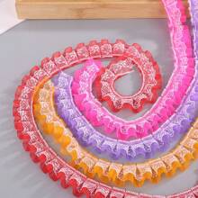 5m Colored Double Layer Pleated Lace Chiffon Lace Trim, 2.5cm Wide Clothing Accessory For DIY, Curtains, Skirts, Etc.