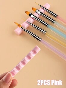 2支装美甲笔架，粉色透明美甲画笔5槽笔架，迷你便携式亚克力支架，美甲工具DIY美甲雕塑绘画铅笔画笔展示架 - 彩色 - 查看 15