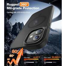 Funda compatible con Apple con protector de pantalla, funda de teléfono magnética y translúcida para mujeres y hombres [compatible con Magsafe], delgada, antihuellas, resistente a golpes y con protector de pantalla - Negro