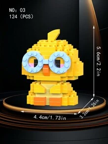 1pc Small Particle Forest Animal Series Building Blocks Toy, Micro Creative Cartoon Animal Model Assembly Toy, Includes Lion, Goat, Chicken, Elephant, Hamster, Penguin, Horse, Crocodile, Rhinoceros, Deer, Bear, Tiger And 12 Styles. Cute Mini Decorative Item, Suitable For Home, Party, Office Decor. Best Birthday Holiday Gift For Friends, Room Decoration. - Multicolor - View 13