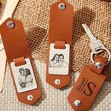 Customized Personalized Stainless Steel Leather Private Custom Carved Name Keychain Men's And Women's Fashion Names Engraved Buckle Schoolbag Pendant Key Chain DIY Gifts Mother's Day, Father's Day, Valentine's Day, Birthday, Anniversary Graduation High-End Gifts