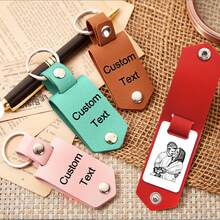 Customized Personalized Stainless Steel Leather Private Custom Carved Name Keychain Men's And Women's Fashion Names Engraved Buckle Schoolbag Pendant Key Chain DIY Gifts Mother's Day, Father's Day, Valentine's Day, Birthday, Anniversary Graduation High-End Gifts