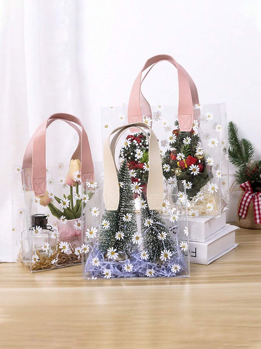 1入透明禮物袋，適用於婚禮伴娘手袋、生日禮物盒、畢業糖果袋，透明PVC塑料購物袋，可用於紀念品、小吃、學前班等 - 彩色 - 查看 1