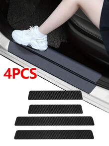 4 PCS Car Door Sill Protector, Door Sill Protector, Anti-Scratch Anti-Collision, Carbon Fiber Leather Front/Rear Door Sill Sticker, Decorative Car Door Protector, Car Interior Accessories