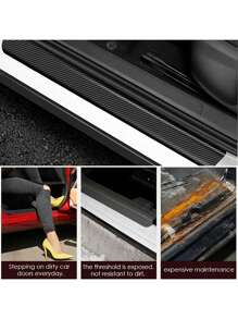 4 PCS Car Door Sill Protector, Door Sill Protector, Anti-Scratch Anti-Collision, Carbon Fiber Leather Front/Rear Door Sill Sticker, Decorative Car Door Protector, Car Interior Accessories