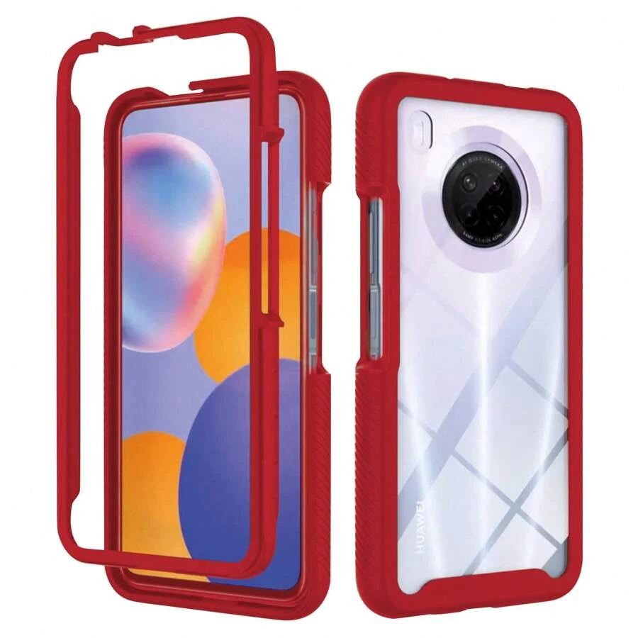 Funda Compatible con Huawei Xiaom modelos P30 LITE Y9A Y9s Y9 2019/Y8s Y9 PRIME 2019 NOVA 9se HONOR Xiaom Note Redmi Case Transparente Rigida Anti Shock 2 en 1 Uso Rudo Anti Golpes - Rojo - Ver 1